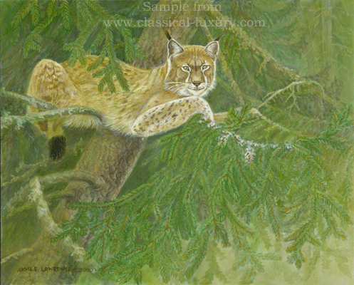 Eurasian lynx:  lynx lynx, naturkonst av Akvile Lawrence