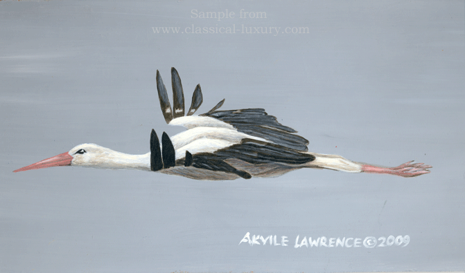 White Stork: Ciconia ciconia , naturkonst av Akvile Lawrence